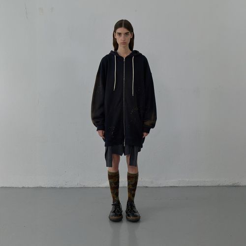 LCDC WASHED LONG ZIP-UP HOODIE