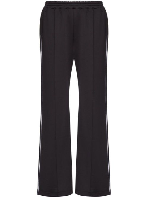 Piped-trim detail track pants - Black