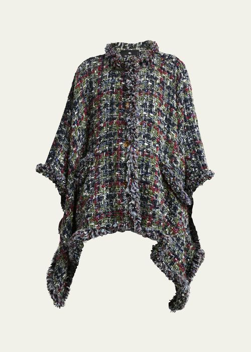 Tweed Wool-Blend Cape