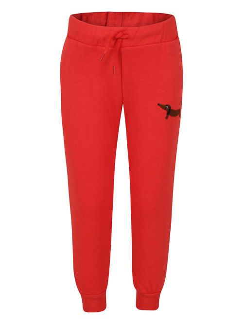 Dog-embroidered track pants