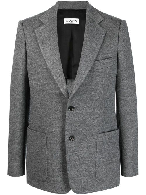 Single-breasted virgin-wool suit jacket - Grey