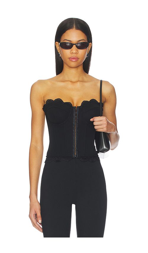 Good American Matte Jersey Lace Trim Bustier in Black. XXL/2X. Also in L, M, S, XL/1X