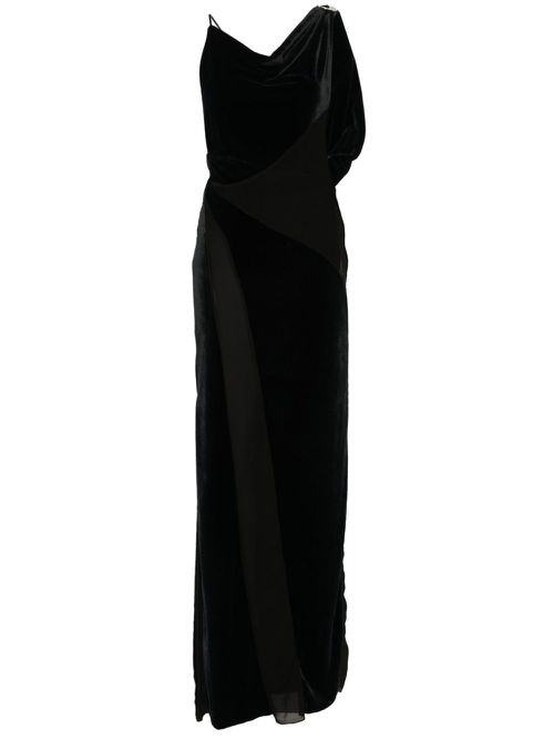 Logo-plaque panelled maxi dress - Black