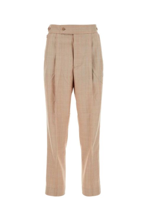 Wool-Blend Tailored Trousers — Beige