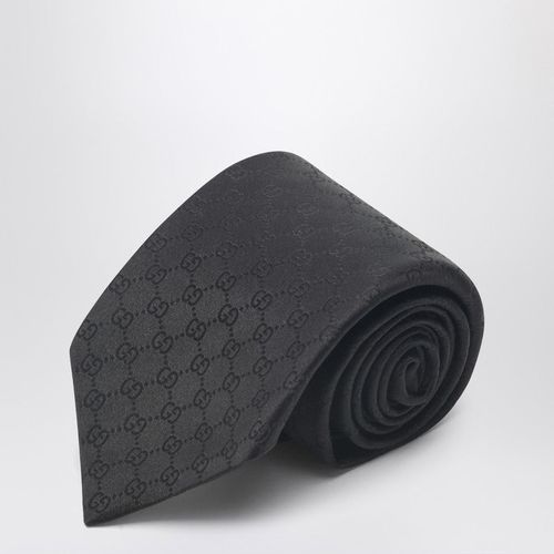 Black Silk Tie With Gg Motif Men