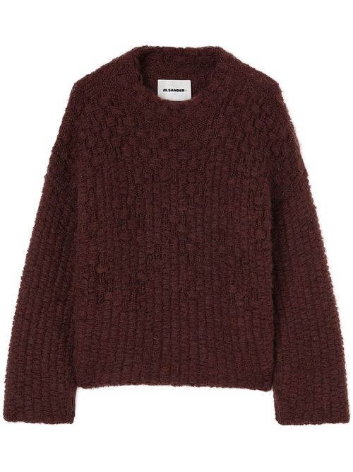 Chunky-knit mock-neck jumper - Brown