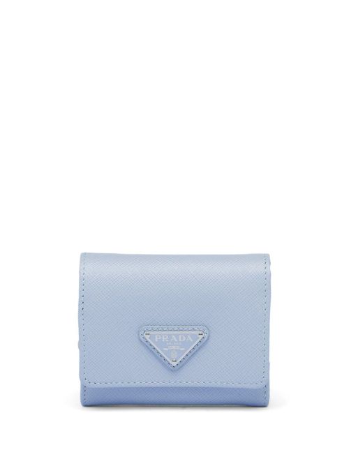 Triangle-logo Saffiano leather wallet - Blue