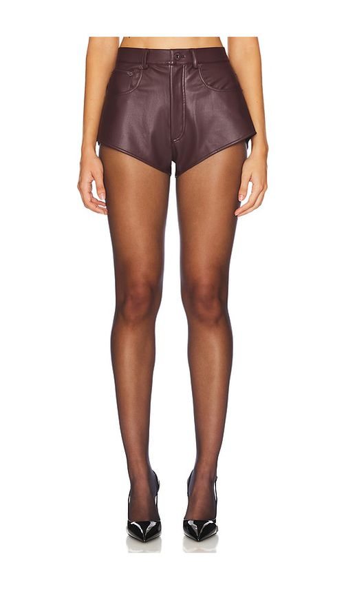 Lapointe Stretch Faux Leather Mini Short in Burgundy.  6. Also in