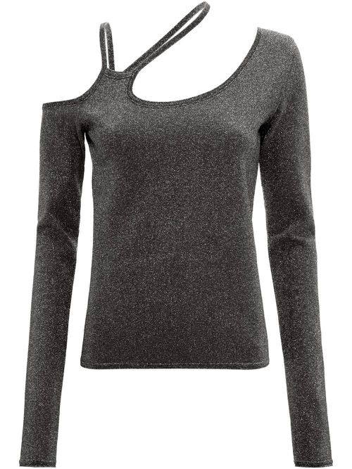 Cut-out metallic asymmetric top - Grey