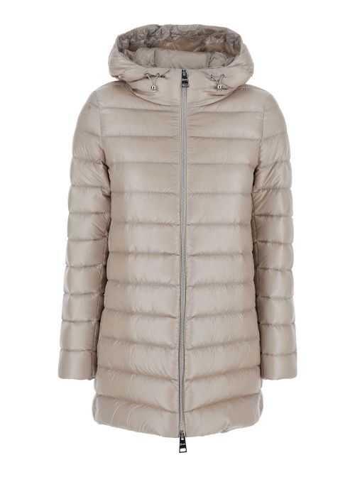 Quilted Puffer Down Jacket — Beige
