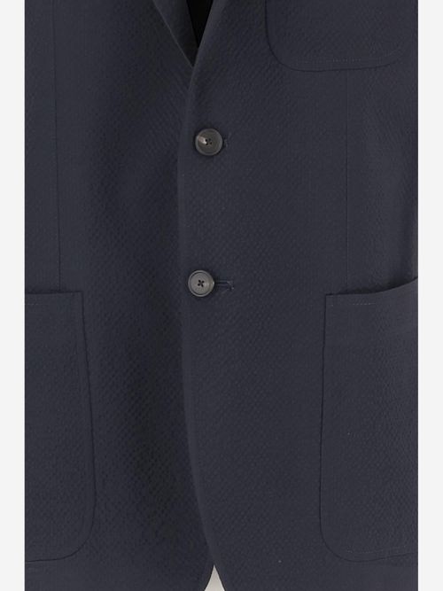 Bi-Stretch Virgin Wool Blazer — Navy
