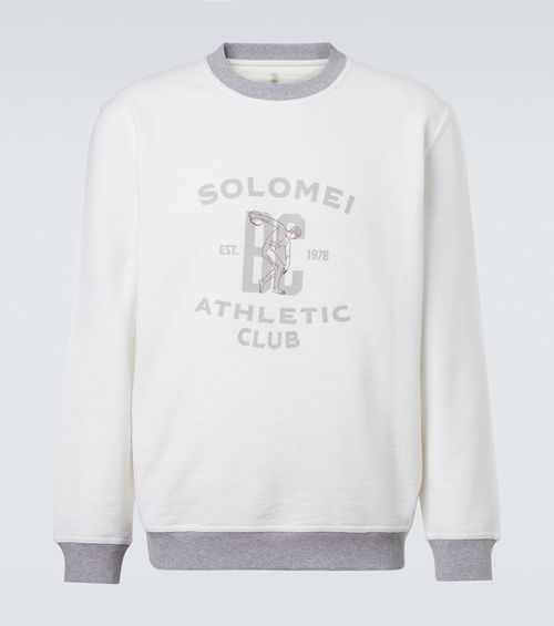 Printed cotton and linen sweatshirt
