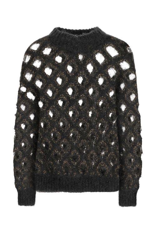 Polka-Dot Mohair Blend Sweater — Gray