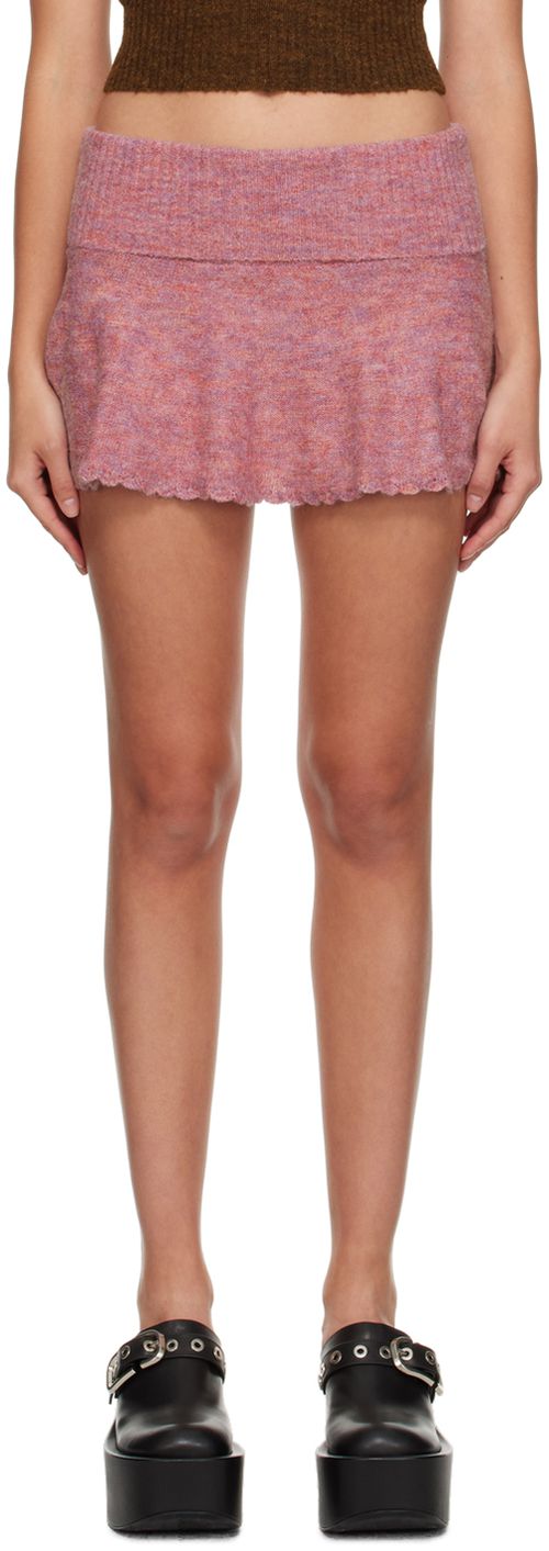 GUIZIO Pink Heart Scallop Miniskirt
