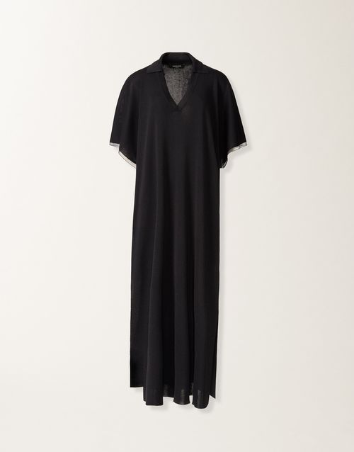 Shimmering viscose kaftan in midnight blue