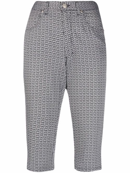 1990s Greca print cropped trousers - Black