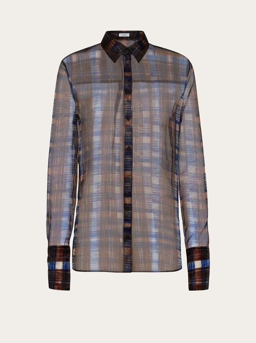 Long-sleeved organza shirt - Brown