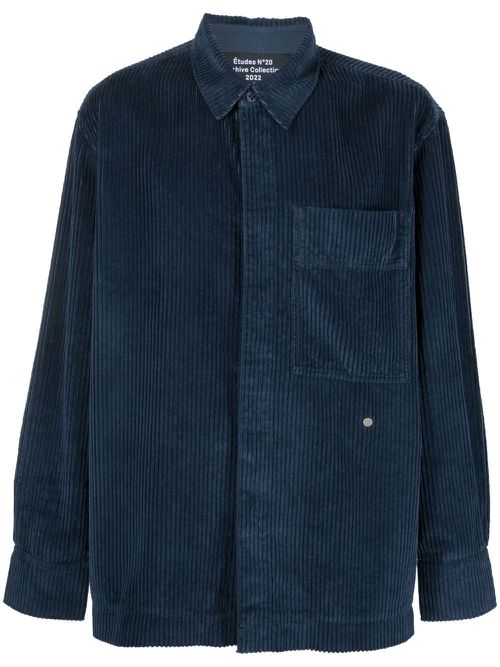 Long-sleeved corduroy shirt - Blue