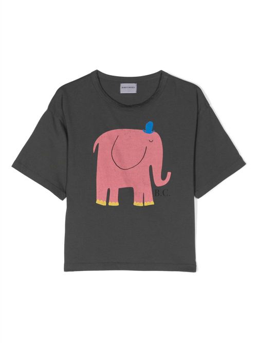 Elephant-print organic-cotton T-shirt - Grey