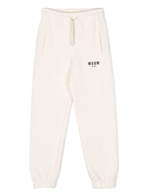 Logo-print cotton trousers - Neutrals