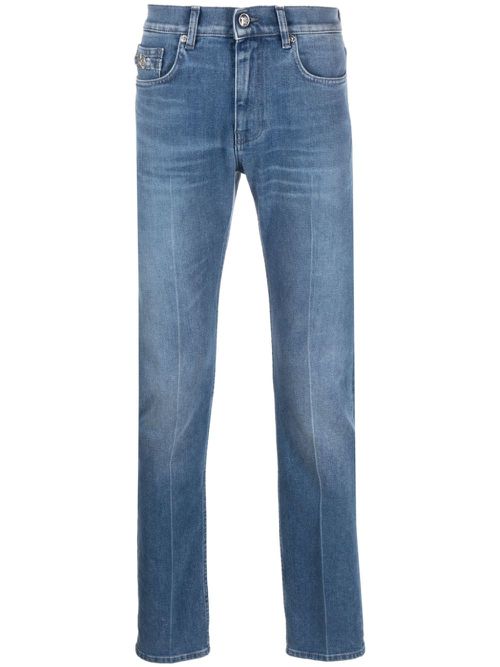 Logo-patch slim-cut jeans - Blue