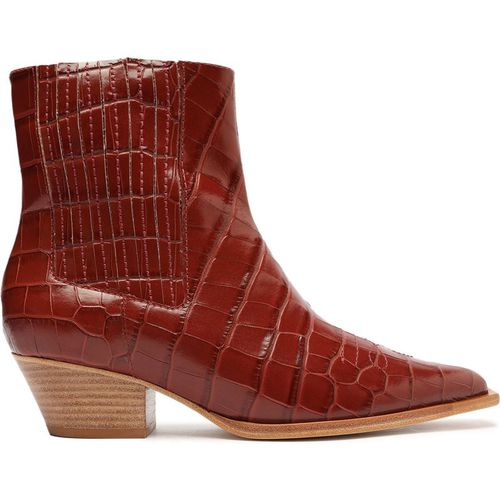 Briani Crocodile Embossed Leather Bootie