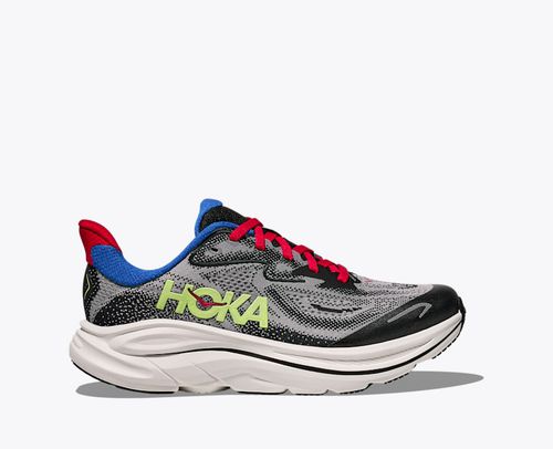 HOKA Clifton 10 Shoes in Foggy Grey/Black