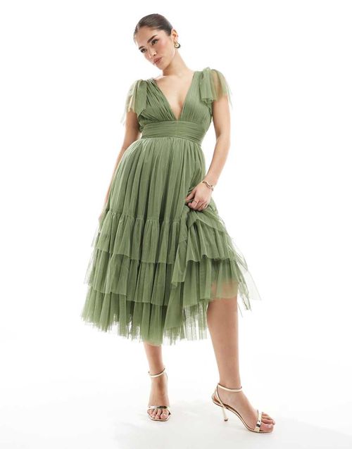 Lace & Beads | Lace & Beads Bridesmaid Madison midi dress in soft olive-Green | Realry Lace & Beads | Lace & Beads Bridesmaid Madison midi dress in soft olive-Green | Realry