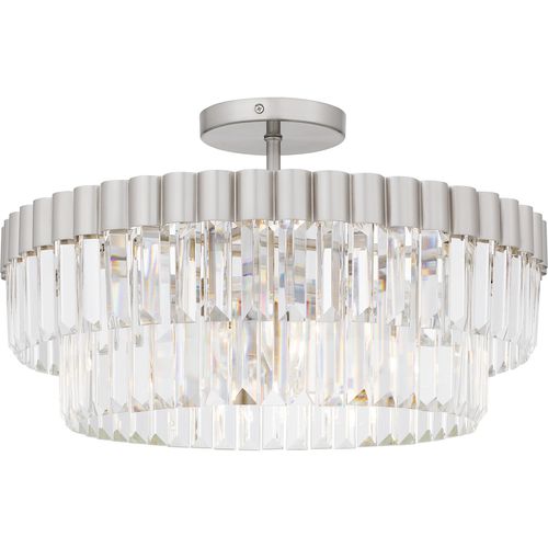 Brushed Nickel Four Light Semi Flush Mount from the Quoizel Semi-Flush Mount Collection