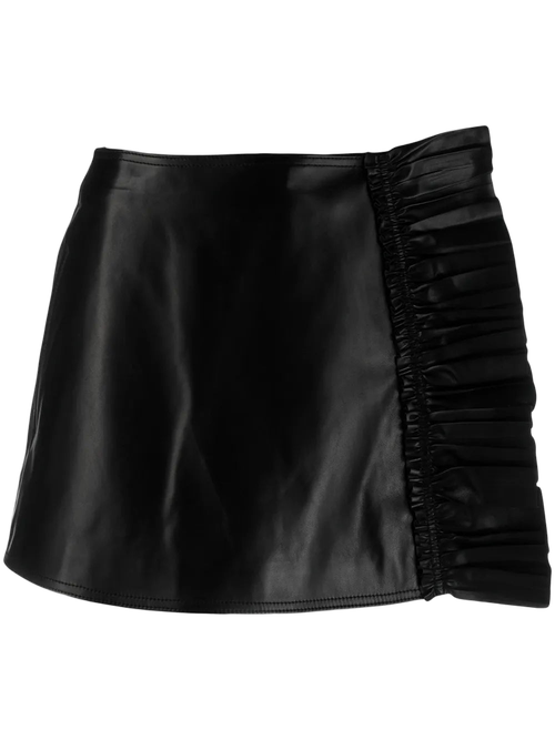 Leather Frill Trim Shorts — Black