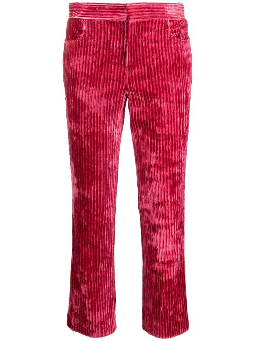 Mid-rise corduroy cropped trousers - Pink