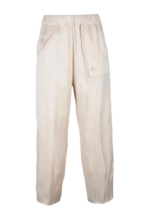 Satin Cargo Pants - Cream