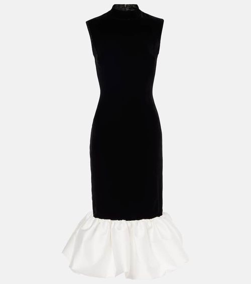Velvet and satin midi dress