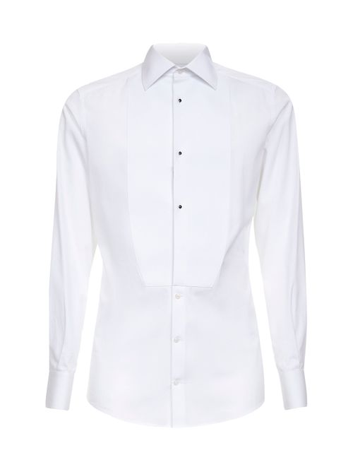 Piqué Bib Tuxedo Shirt — White