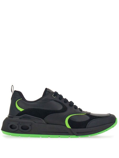 Logo-embossed leather sneakers - Black