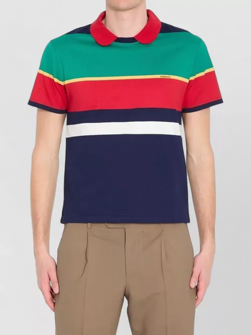 Versace - striped polo shirt silk nylon blend
