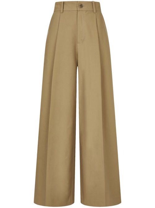 Wide-leg cotton trousers - Neutrals