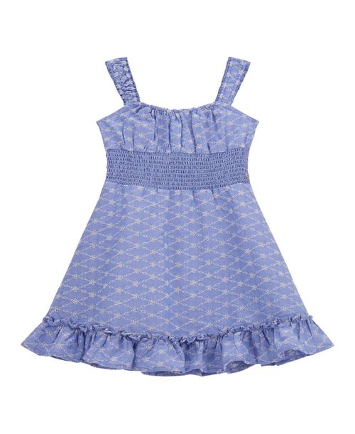 Big Girls Oxford Sleeveless Dress - Blue