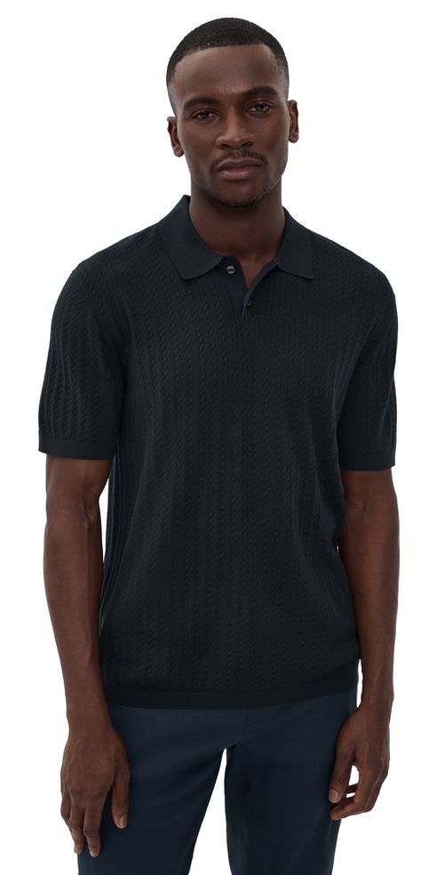 Short Sleeve Polo In Fine Bilen Dark Eclipse