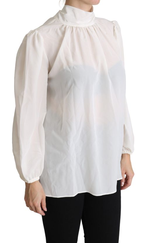 Silk Pussy Bow Blouse — White