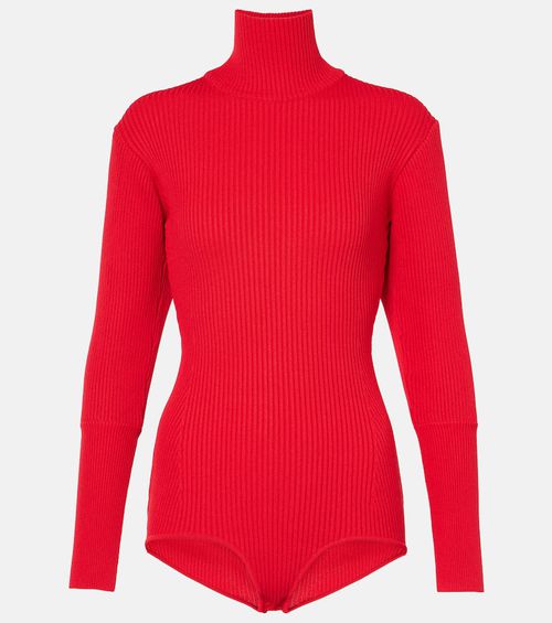 Ribbed-knit turtleneck bodysuit