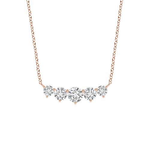 Angara 0.5 Carat Graduated Five Stone Round Diamond Necklace in 18K Rose Gold