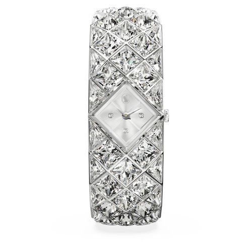 Curiosa Bangle watch, Crystal bracelet, Silver tone, Stainless steel