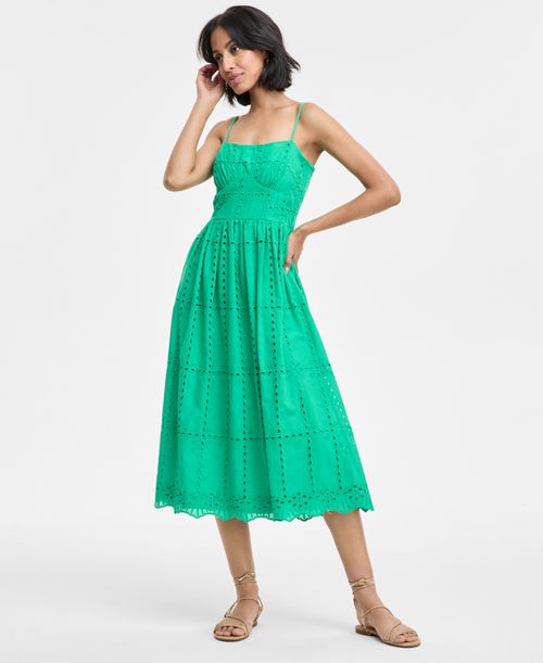 Rowa | Juniors' Eyelet Square-Neck Strappy Midi Dress, Created for Macy's -  Green | Realry