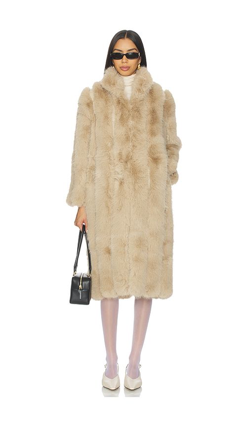 ELLIATT Lux Faux Fur Coat in Beige. XS. Also in L, M, S