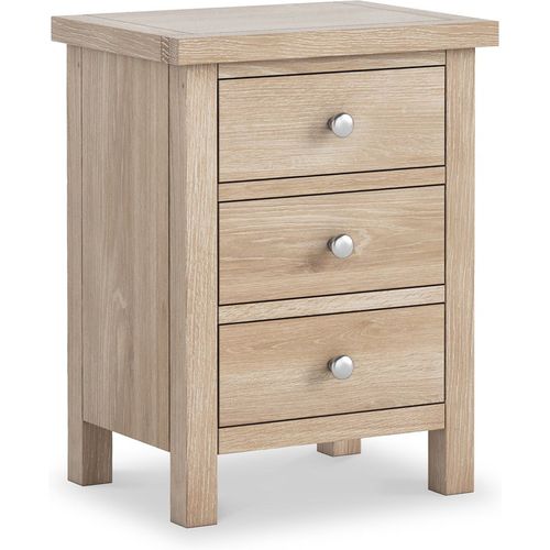 Farro Washed Oak Bedside Table | 3 Drawer Cabinet | Roseland