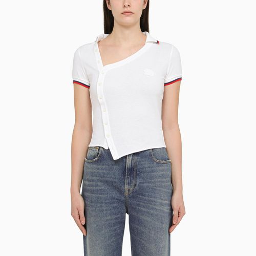 White Cotton Asymmetric Polo Shirt
