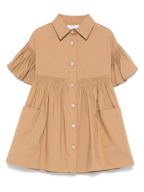 Shirred-panel dress - Brown