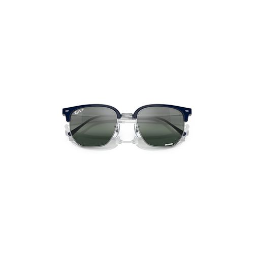 Ray-Ban New Clubmaster Sunglasses Silver Frame Silver Lenses Polarized