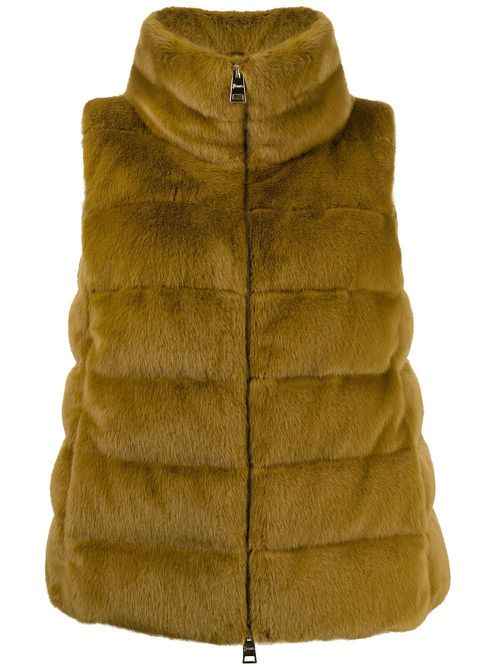 Faux-fur quilted gilet - Brown